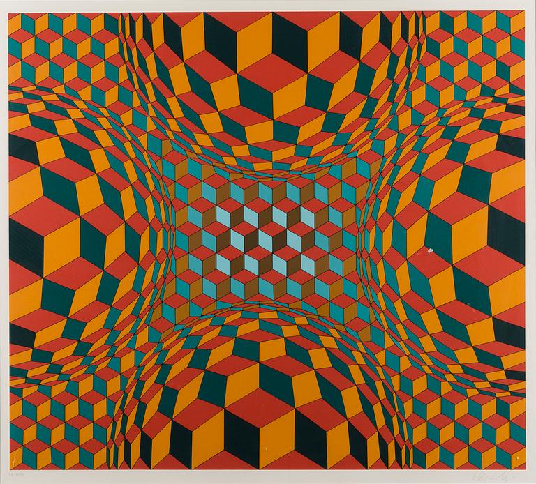 VICTOR VASARELY, serigraphe, signed and numbered 44/50.