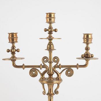 A pair of brass candelabra, Gusums Bruk, circa 1900.