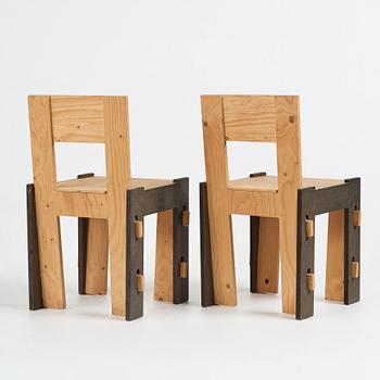 Woytek Weidne och Caroline Axell, a pair of "POP_UP CHAIRS", executed in an edition of 60 by Martin Altwegg 2014.