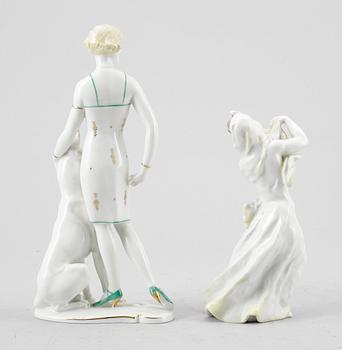 FIGURINER, 2 st porslin, bland annat Theodor Kärner, Rosenthal. 1900-tal.