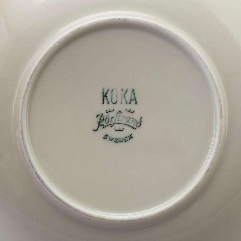 a 51 pcs porcelin dinner service, 'Koka blå', by Hertha Bengtsson, Rörstrand, in production 1956-1988.