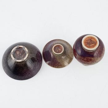 Sven Wejsfelt, two bowls and a vase, 1977-88.