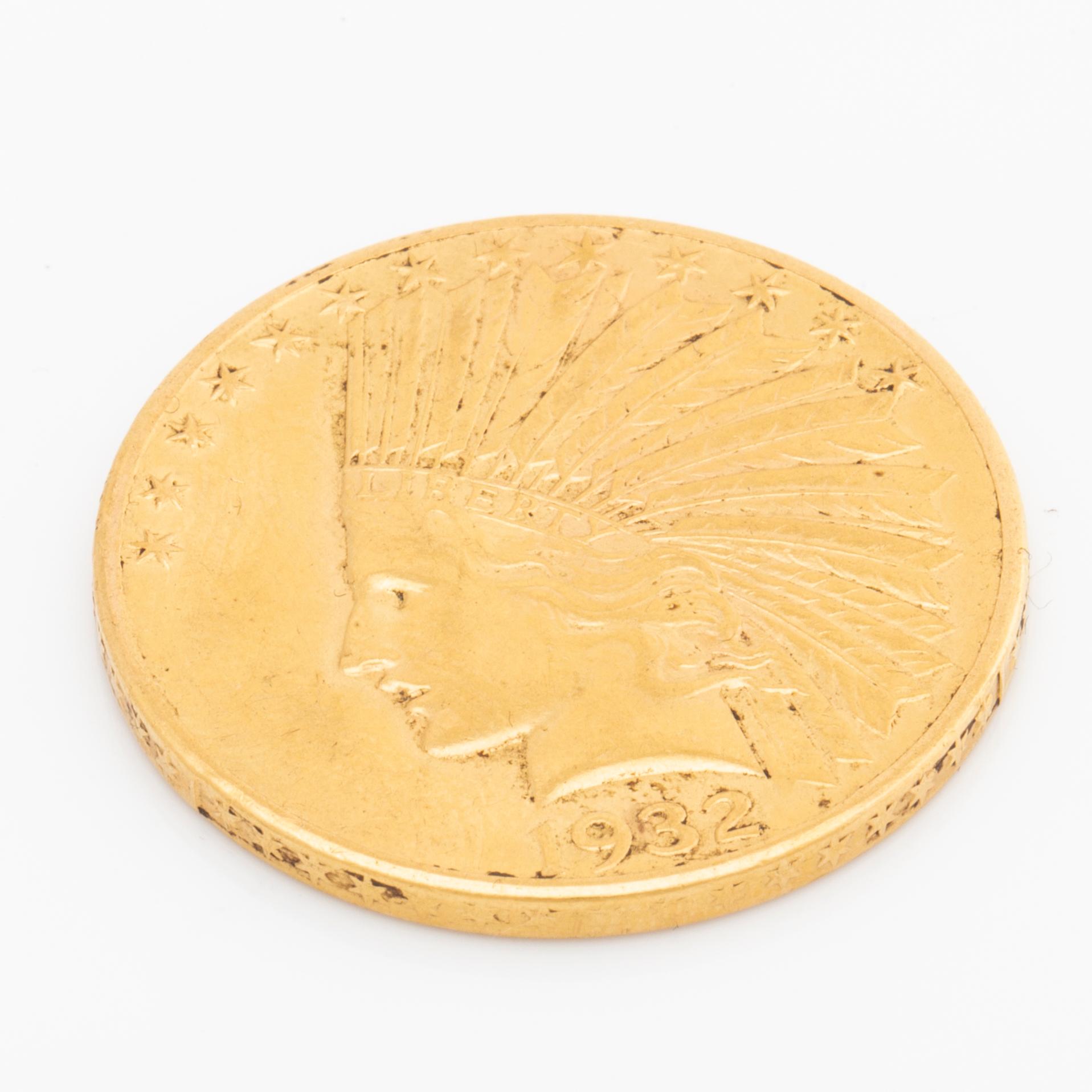 A 10 dollars Indian Head gold coin from USA 1910.