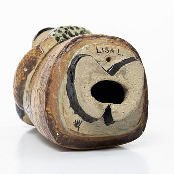 Lisa Larson, "Japanese with child on back," sculpture, stoneware, Gustavsberg Studio.
