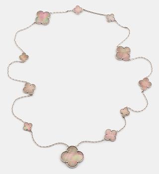 1010. A Van Cleef & Arpels necklace "Alhambra" in 18K white gold and black mother-of-pearl.