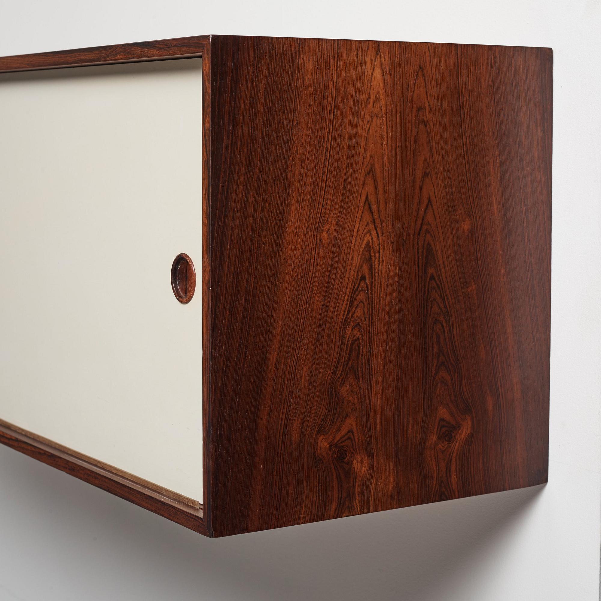 Finn Juhl, a rare wall mounted palisander sideboard, Bovirke, Denmark 1950s.