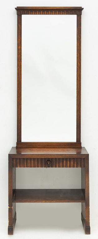 Hall furniture consisting of a chest of drawers and a mirror, first half of the 20th Century.