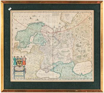 KARTA, kopparstick, "Novissima Russiae Tabula", H Hondius, 16/1700-tal.
