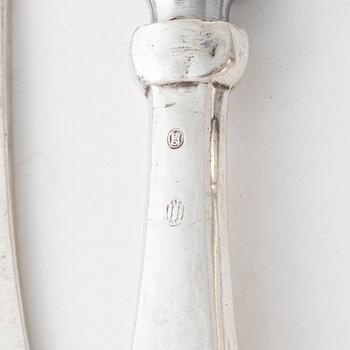 Bestick, 6 st, silver, Köpenhamn 1920-tal.