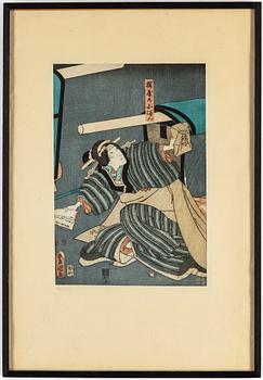UTAGAWA KUNISADA (TOYOKUNI III) (1786–1864), two coloured woodblock prints, Japan, 19th century.