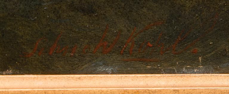 UNIDENTIFIED ARTIST, oil on board. Undistinct signature, W. Kohl.