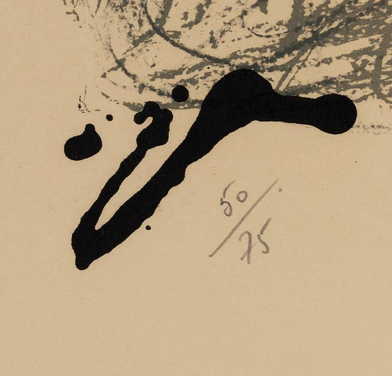 Antoni Tàpies, färglitografi, Signerad och numrerad 50/75.