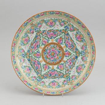 An enamel-decorated Canton porcelain dish, for the persian market, mid 19th century.