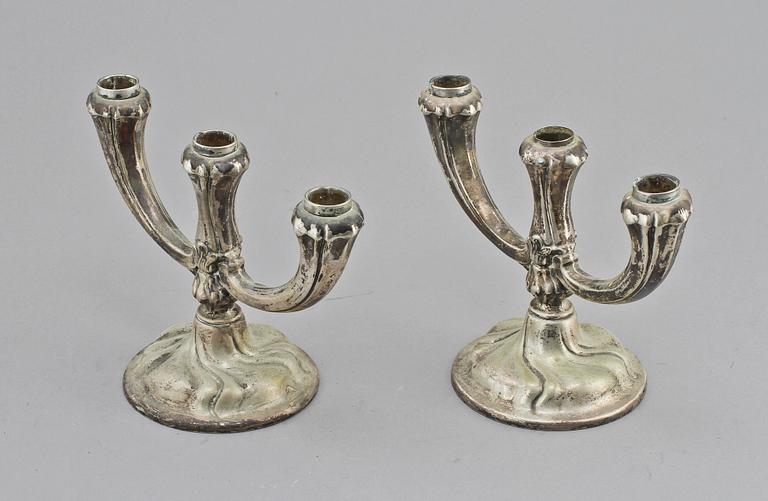 KANDELABRAR, ett par, silver, Jakob Grimminger, Tyskland, 1900-tal.