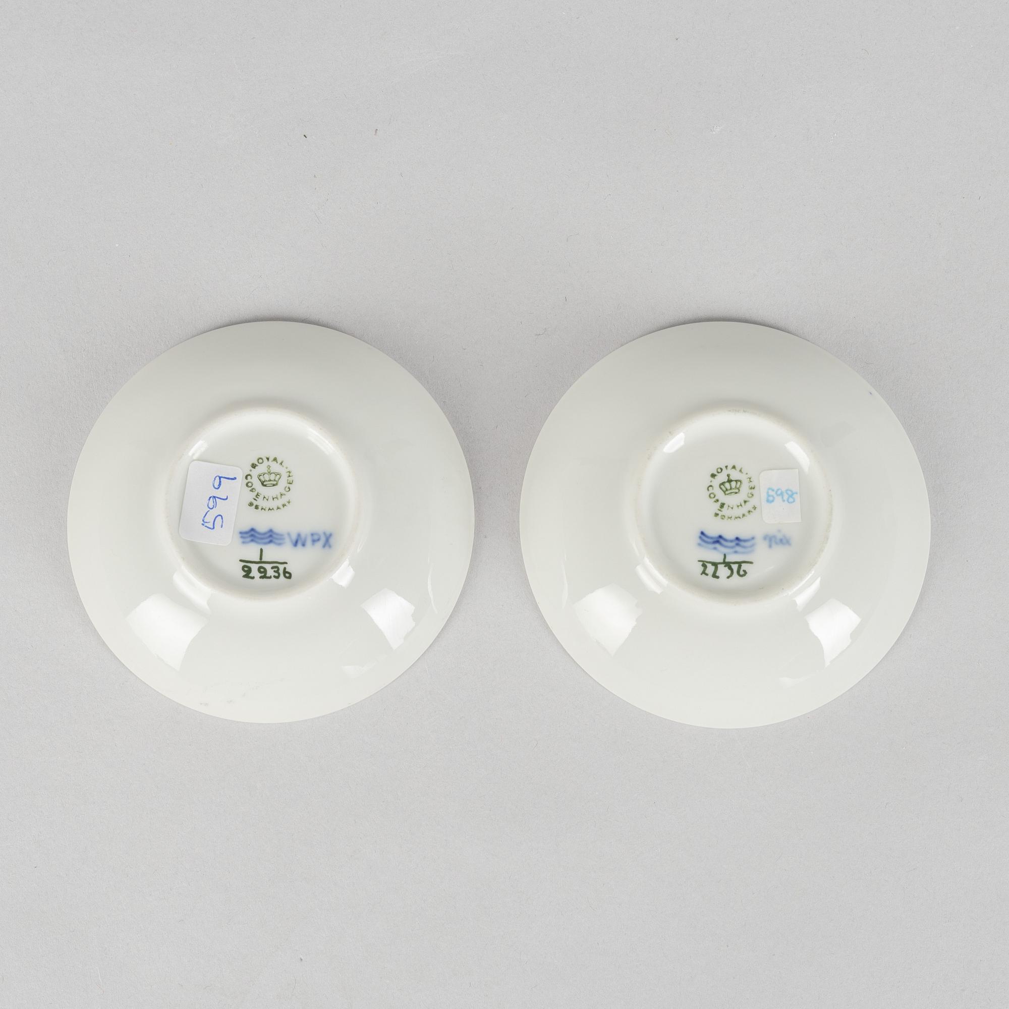 A six part 'Blue Fluted Plain' egg service, Royal Copenhagen, 20th century.