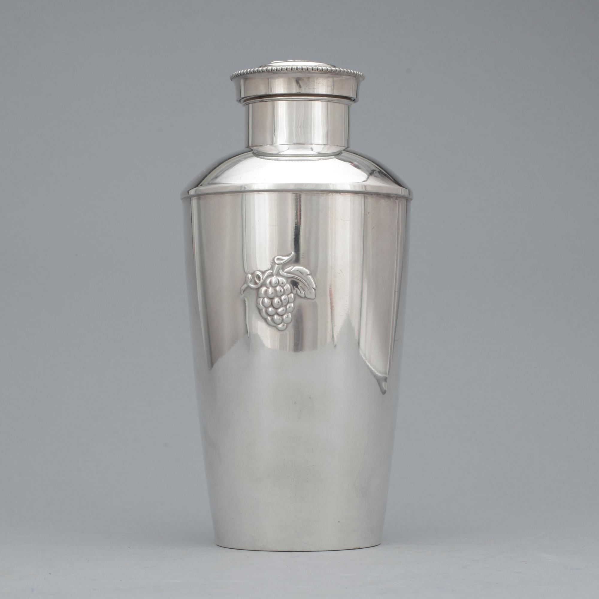 COCKTAILSHAKER samt GLAS, 7 delar, nysilver, GAB.