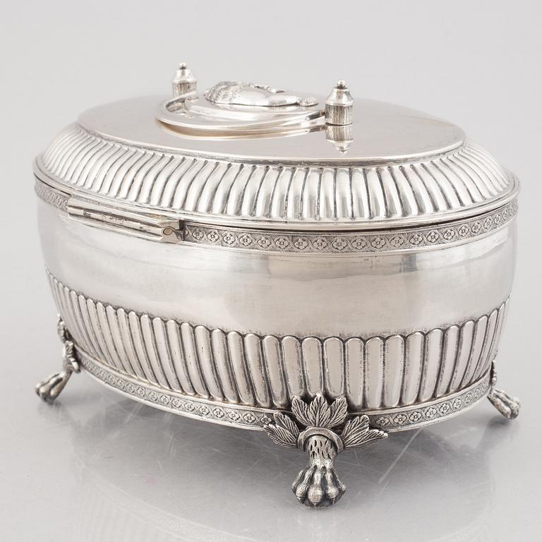 A Swedish silver sugar box, marks of Johan Carlsson, Norrköping 1834.