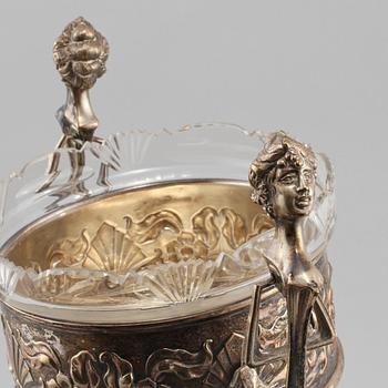 JARDINIERE, nysilver, jugend, 1900-talets första del.