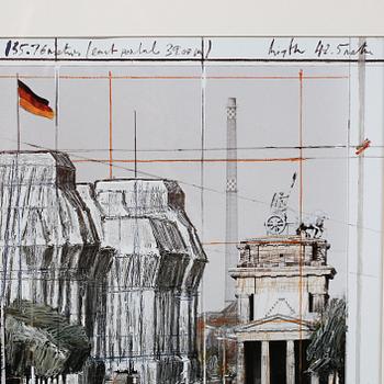 CHRISTO & JEANNE-CLAUDE, offset med collage, signerat och daterat i tryck 1994.