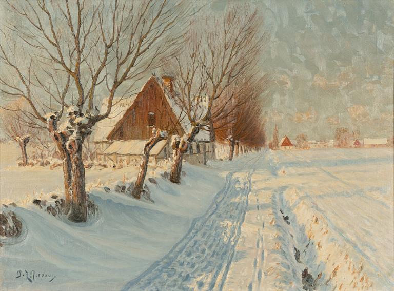 Peter Adolf Persson, Sunlit Winter Landscape, Skåne.