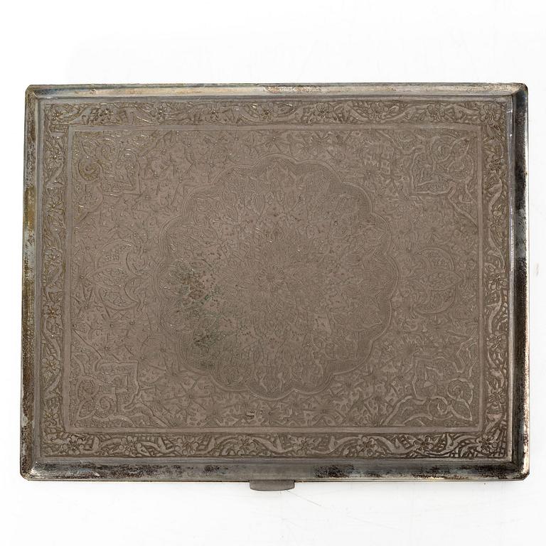 Case, silver, Persian, unmarked.