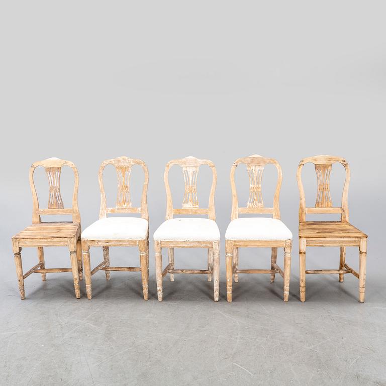 A set of five mid 19th century chairs.