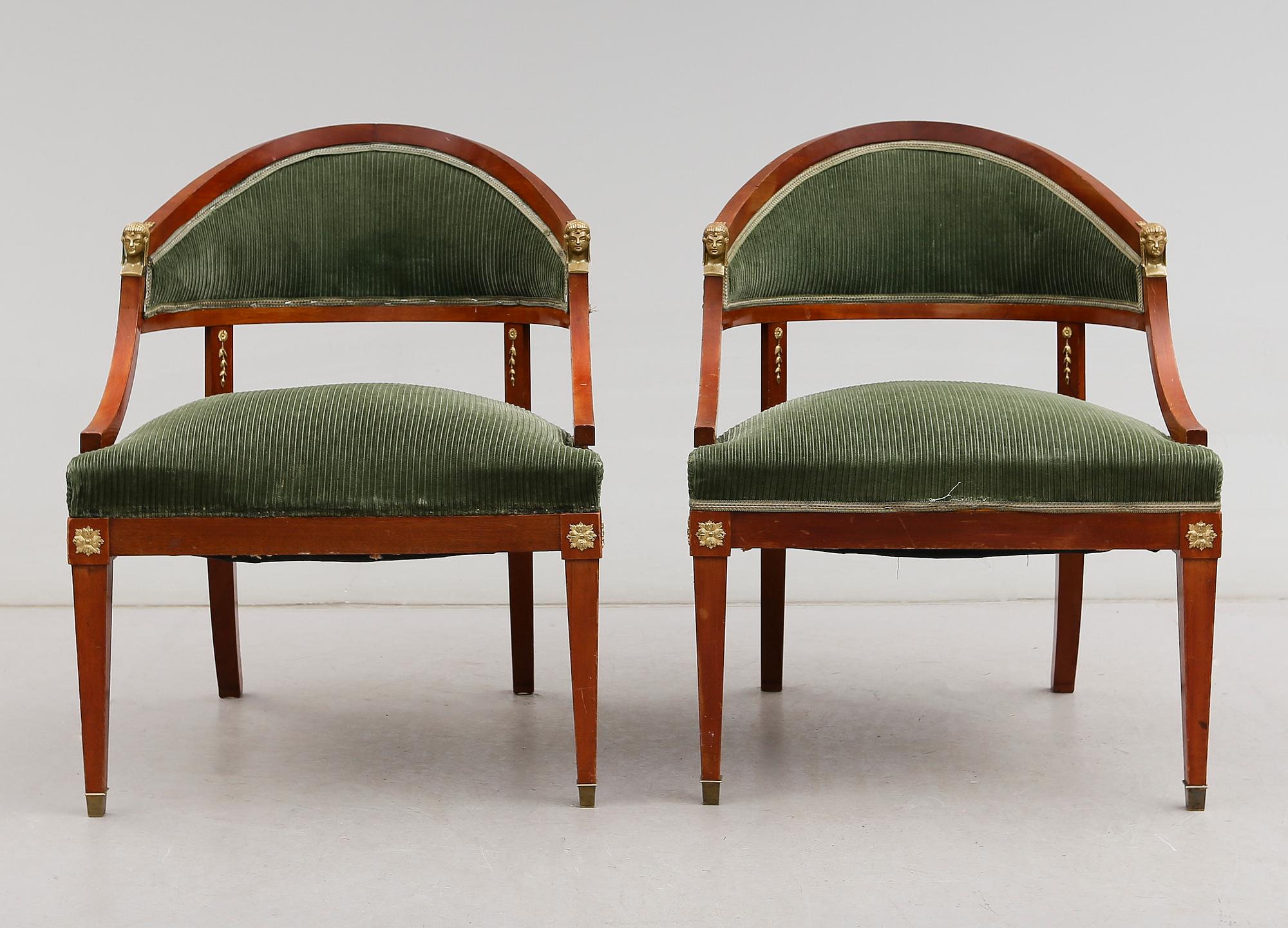 KARMSTOLAR, 1 par, empirestil, 1900-talets första hälft.