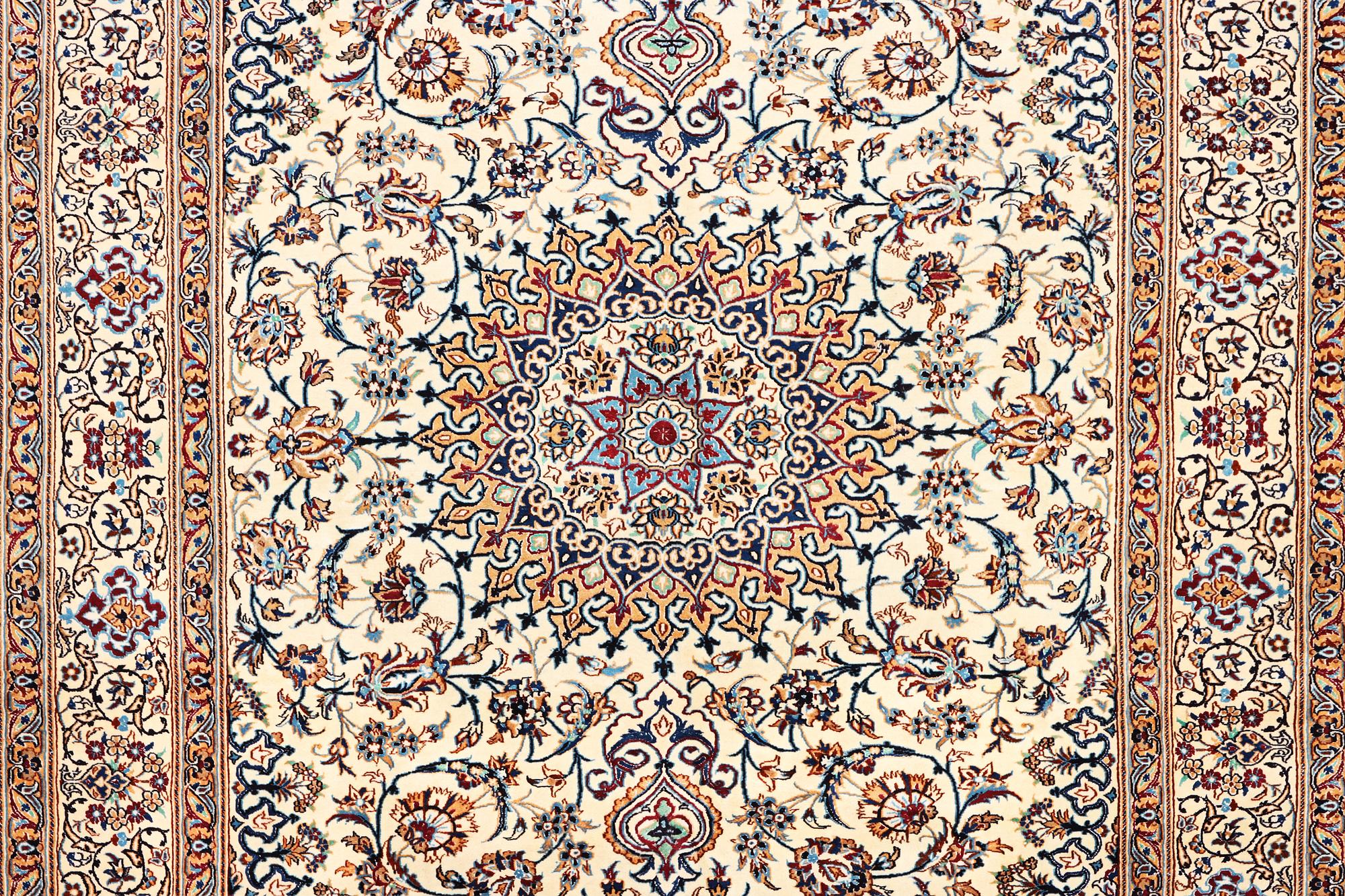 A part silk Nain carpet, a. 335 x 245 cm.