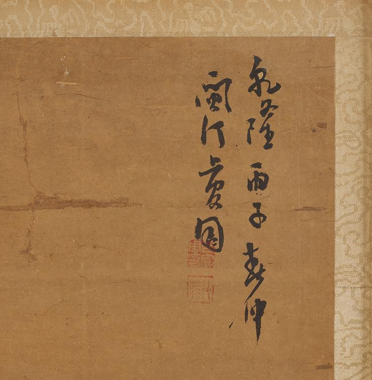 OKÄND KONSTNÄR, tusch och färg på papper. Qingdynastin, efter Shanguan Zhou, daterad 1756.