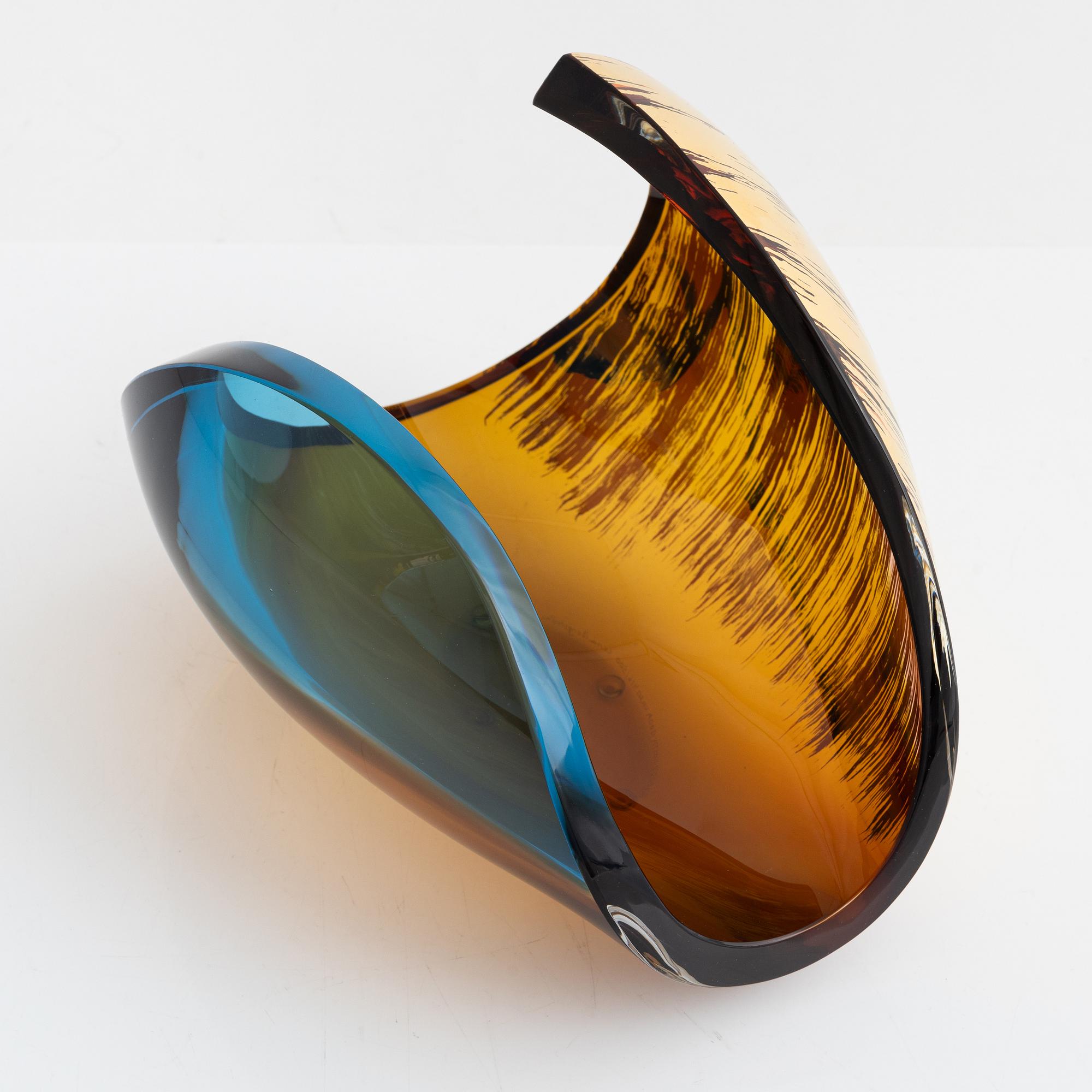 Lena Bergström, a glass sculpture, 'Saturnus' from the series 'Planets', Kosta Boda, Sweden.