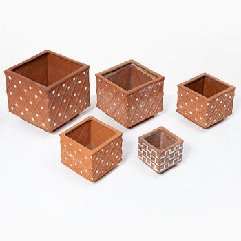 Wilhelm Kåge, ten ceramic 'Planta' flower pots, Gustavsberg & Steninge, Sweden, 1940's/50's.