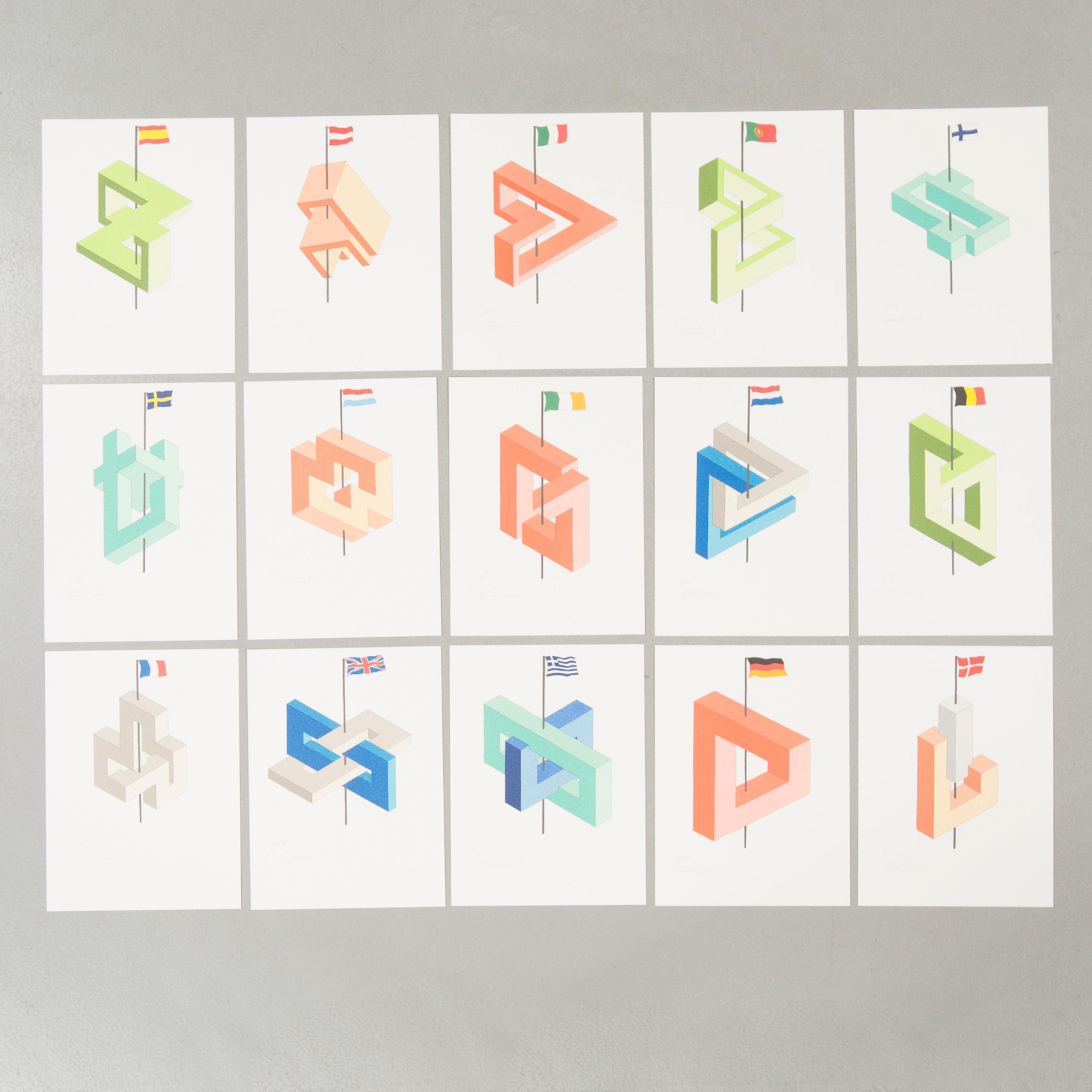 OSCAR REUTERSVÄRD, 15 litographs in folder, signed and numbered 26/190.