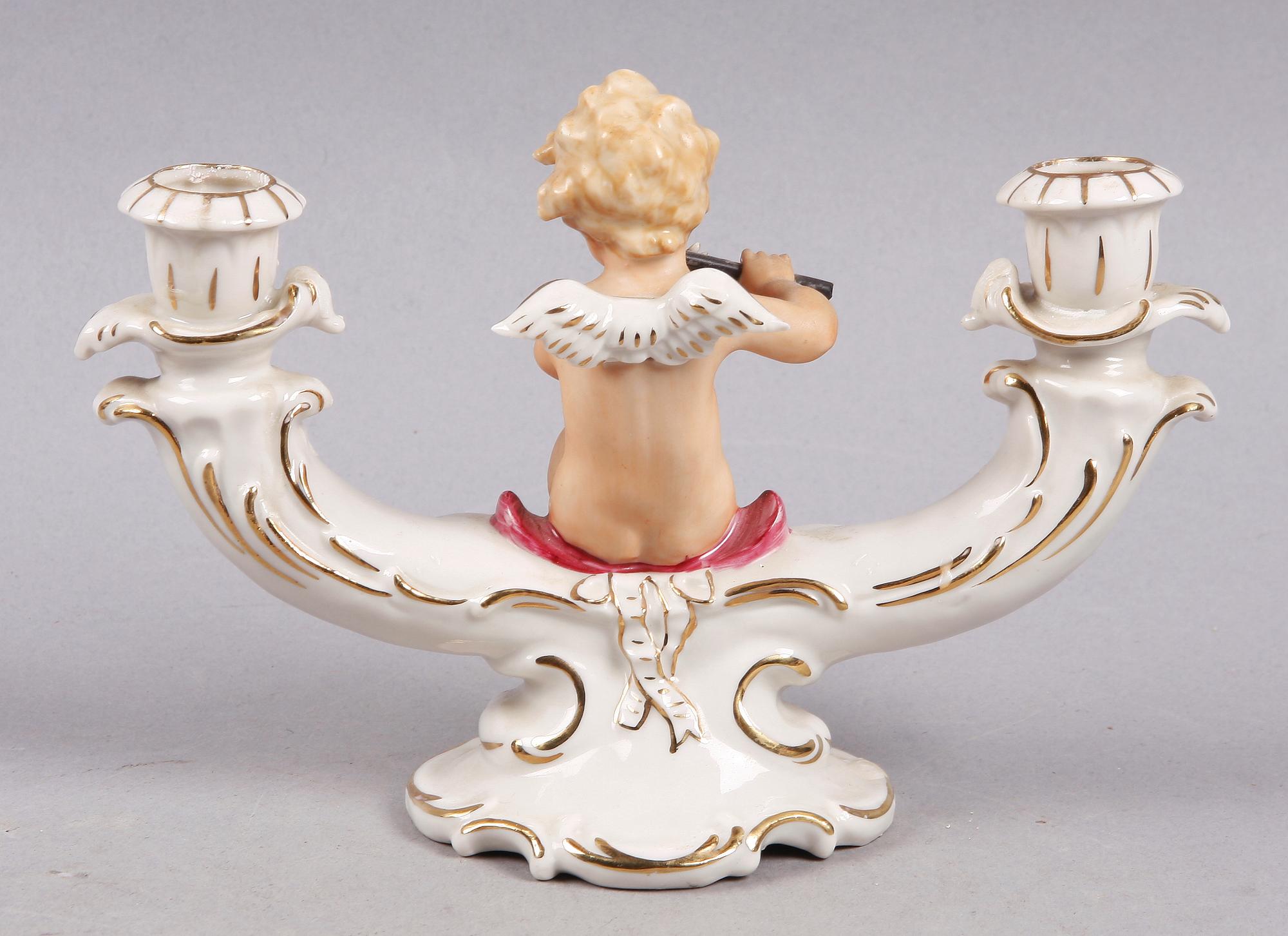 KANDELABER, porslin, Dresden. Rokokostil, 1900-tal.