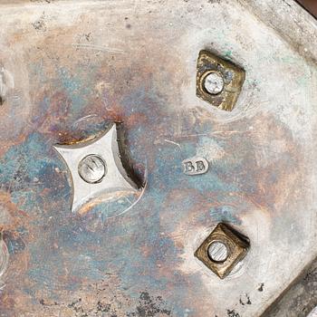 KAFFESERVIS, 3 delar, icke identifierad mästarstämpeln, Hamburg c:a 1900, silver, empirestil.