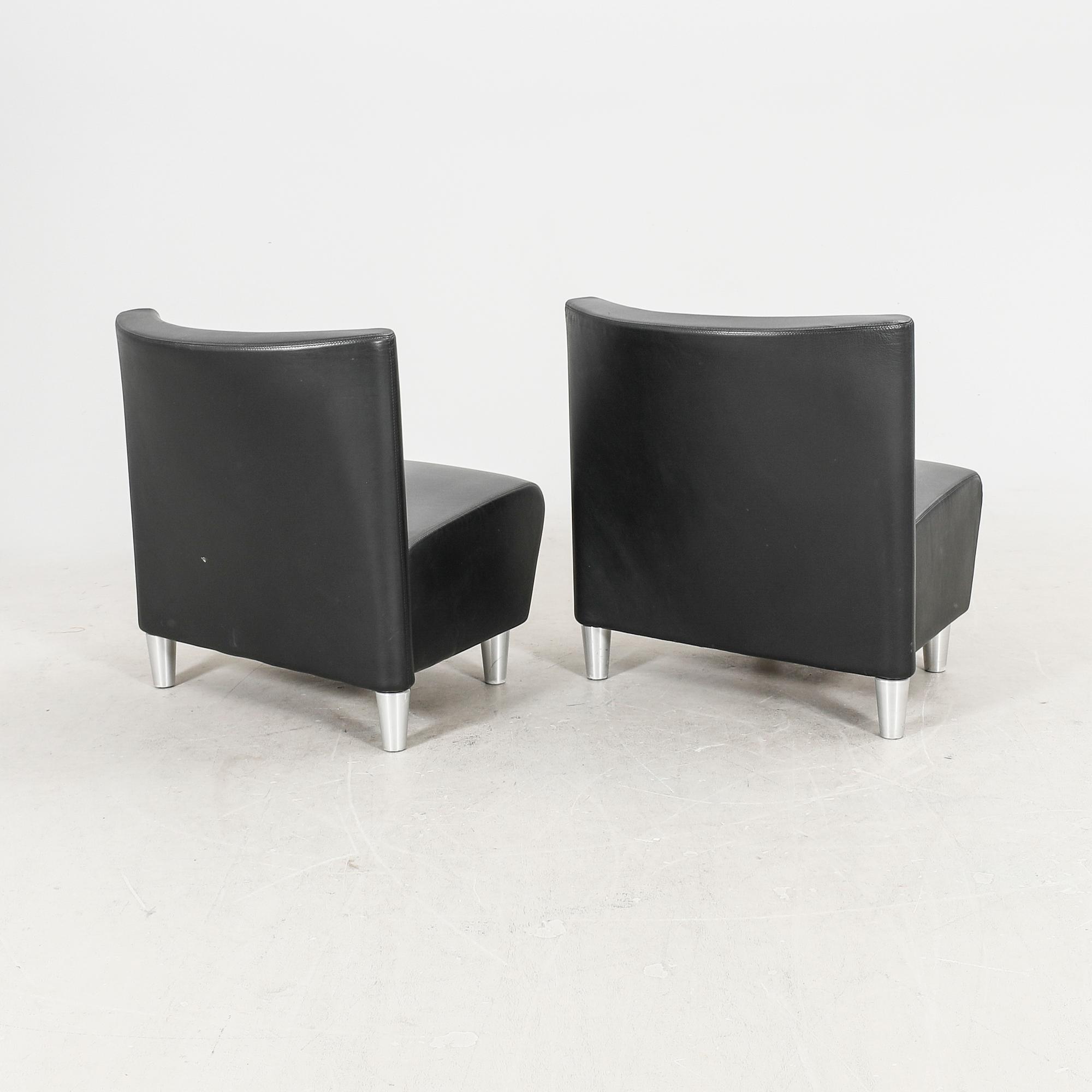 A set of eight leather easychairs by Erik Jørgensen Møbelfabrik, Svendborg, Denmark.