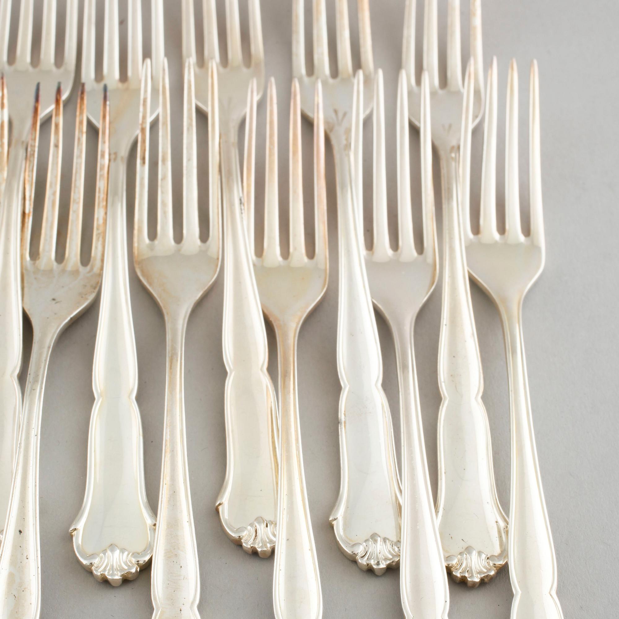 72 silver cutlery by C.G Hallberg, Stockholm, 20th century.