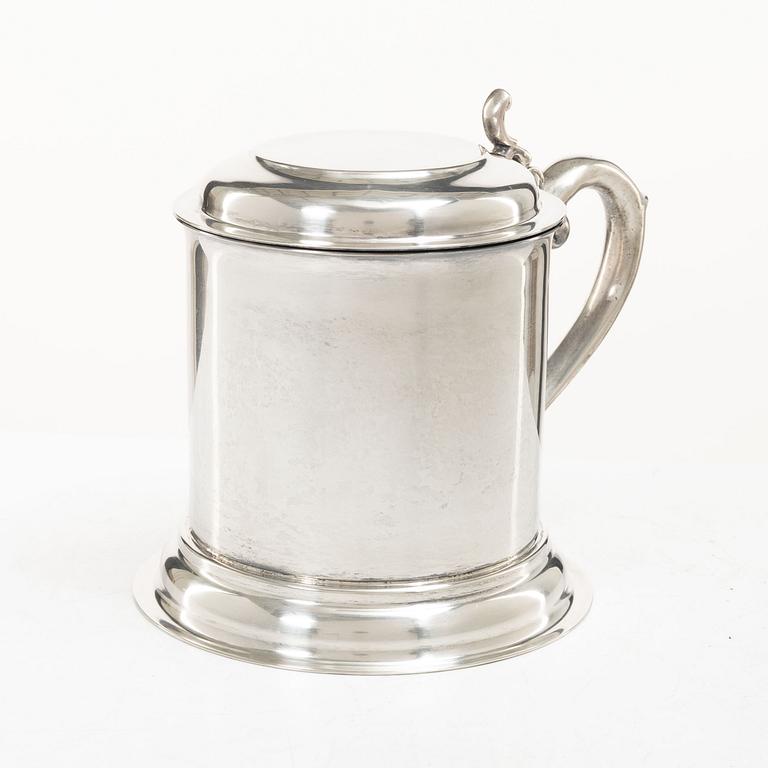 A Mexican sterling silver tankard, mark of Juventino Lopez Reyes, mid-20th century.