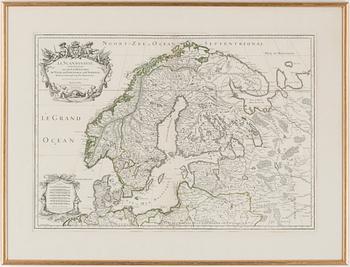 KARTA, föreställande Skandinavien och Östeuropa, 1700-tal.