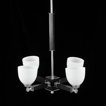 LAMPA, metall och svärtat trä. Art Deco.