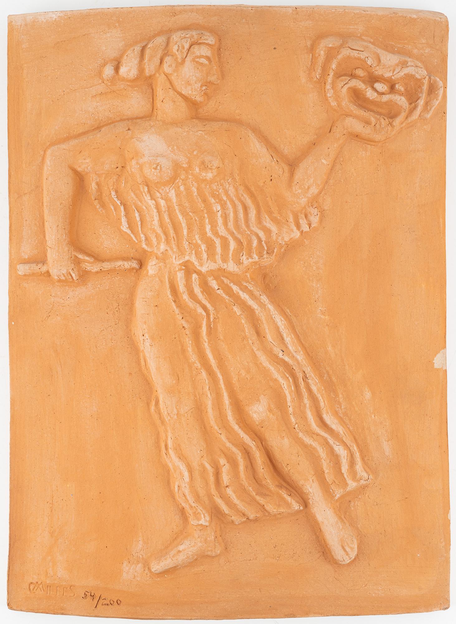 Carl Milles, after, a terracotta wall relief, stamp signed and numbered 54/200.