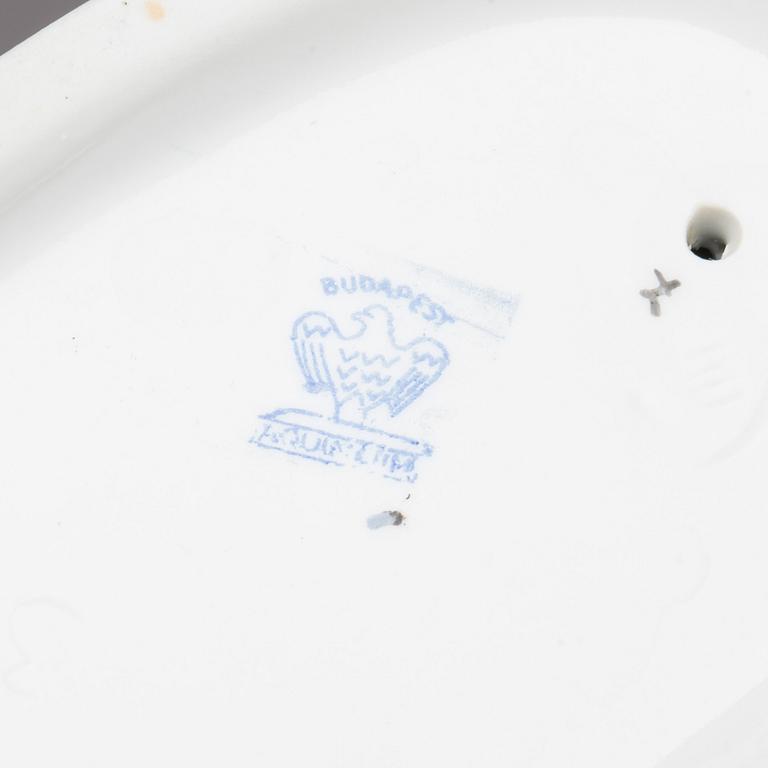 A Herend Porcelain Woman Figurine with Mirror and a Aquincum Budapest porcelain woman. Hungary.