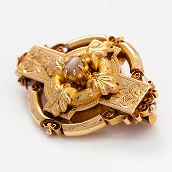 Brosch, 18K guld och halvpärla, Wilhelm Porthan, Viborg  1887.
