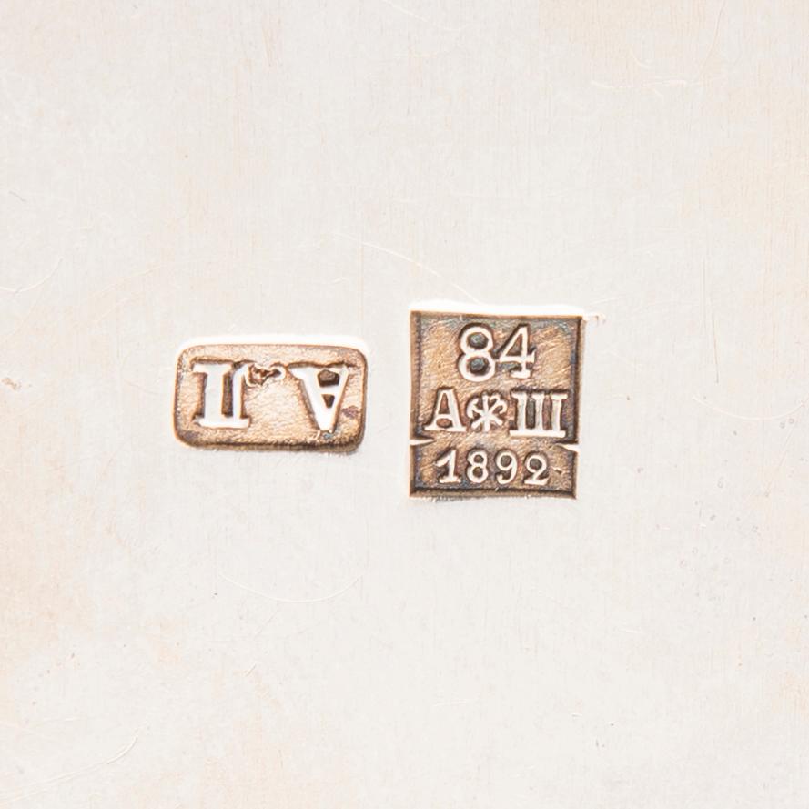 FAT, silver, kontrollmästarstämpel av Aleksandr Timofeyevich Shevyakov, S:t Petersburg 1892.