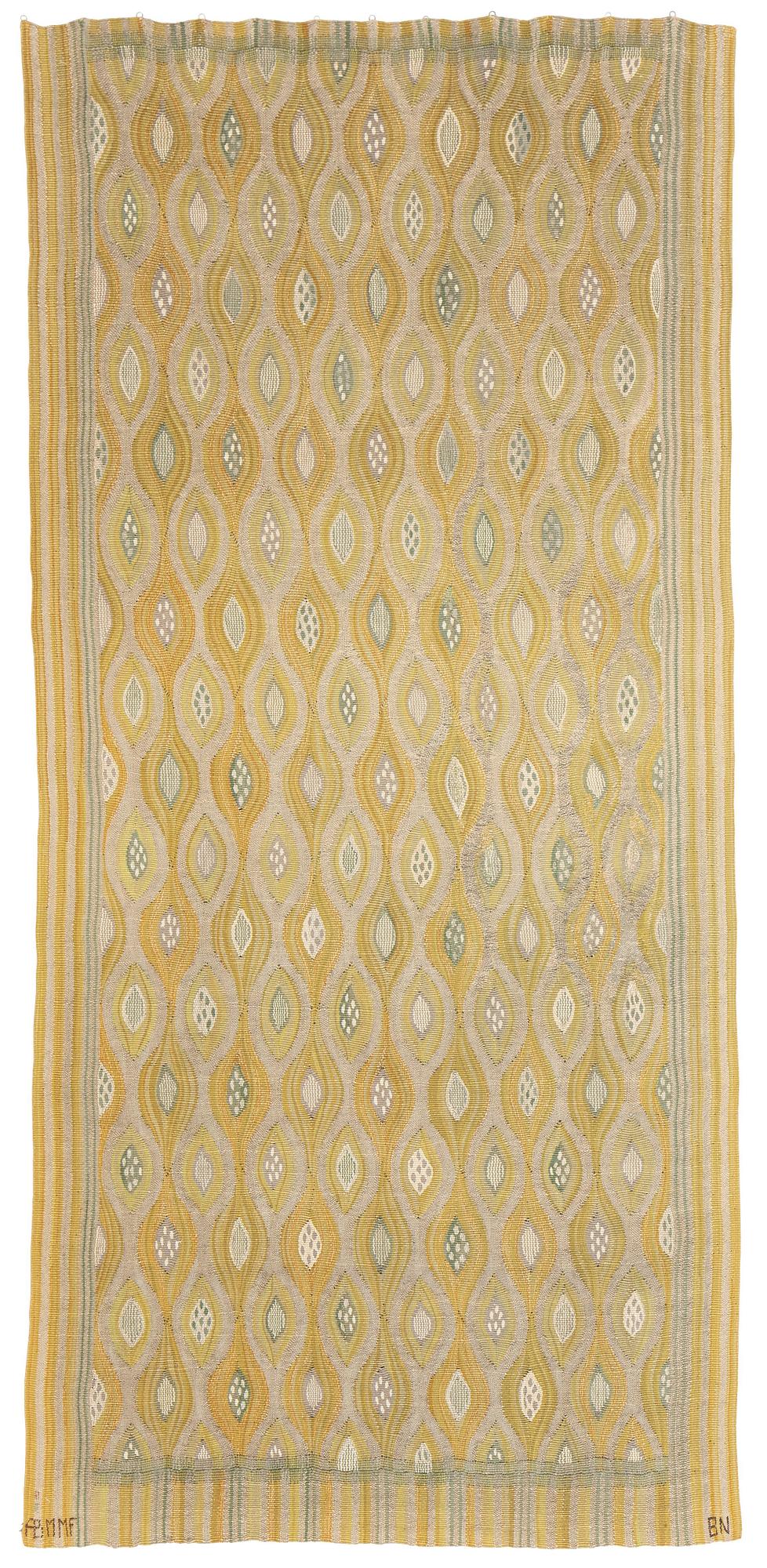 Barbro Nilsson, a drape, "Kärnfrukt", a tapestry variant, ca 227 x 104 cm, signed AB MMF BN.