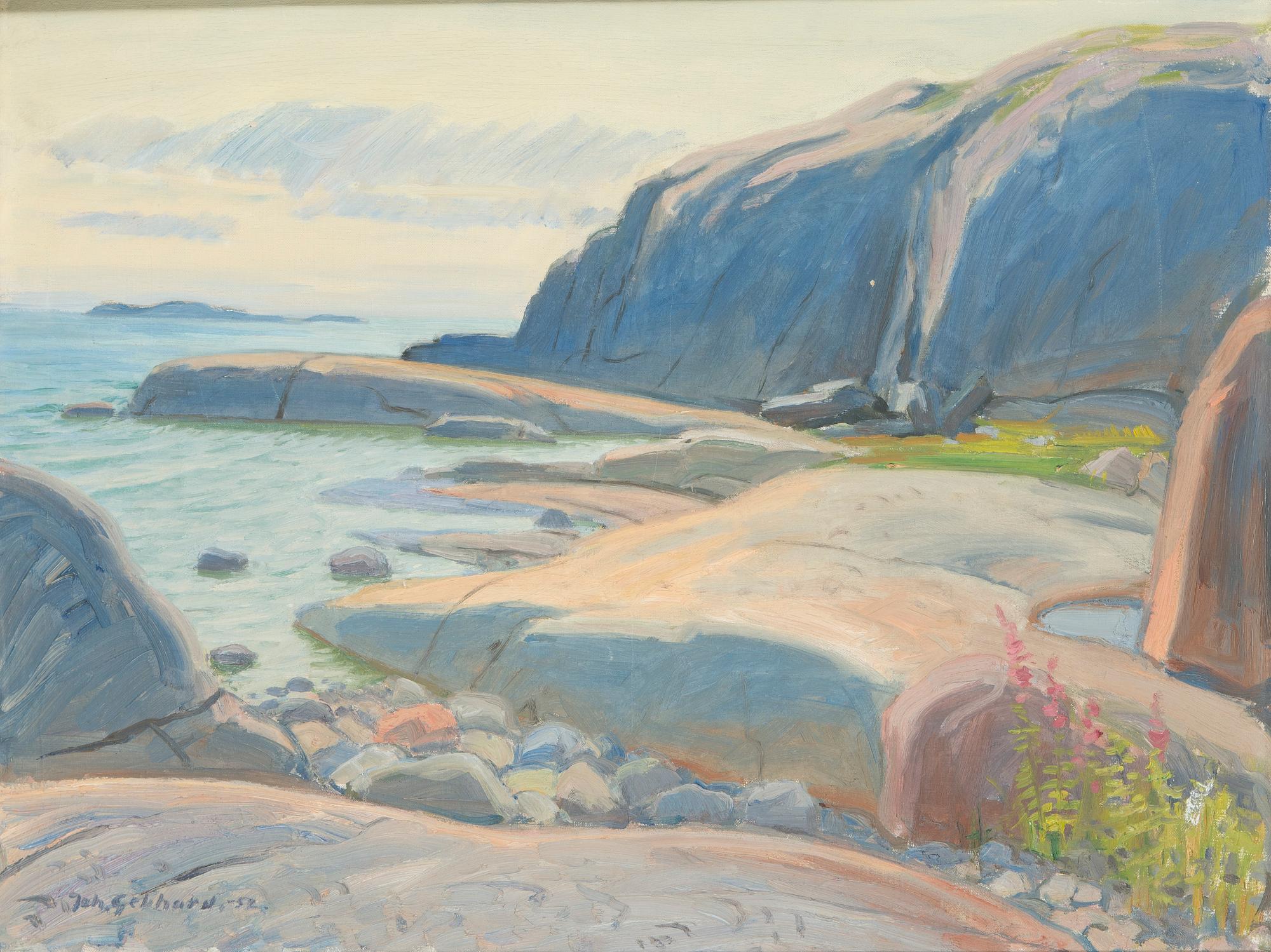 Johannes Gebhard, Cliffs by the shore.