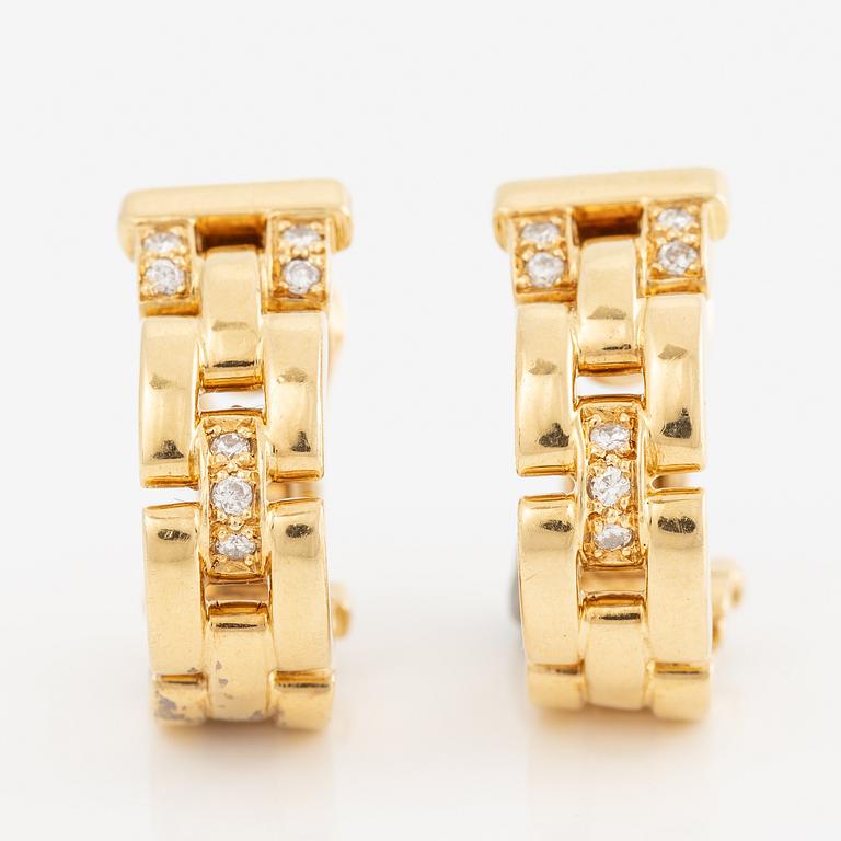 Cartier, earrings, 18K gold set with brilliant-cut diamonds.