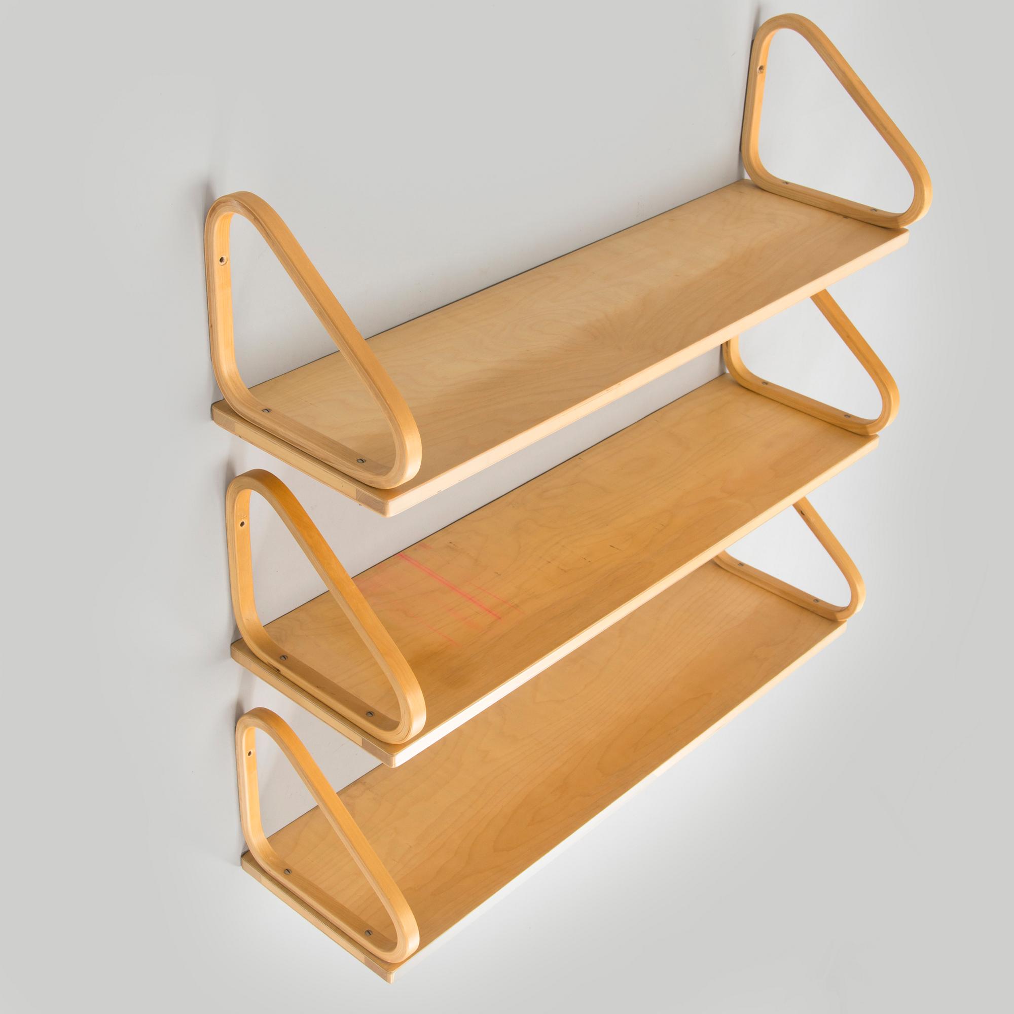 Alvar Aalto, set of three 1970s wall shelves '112 A' for Artek.