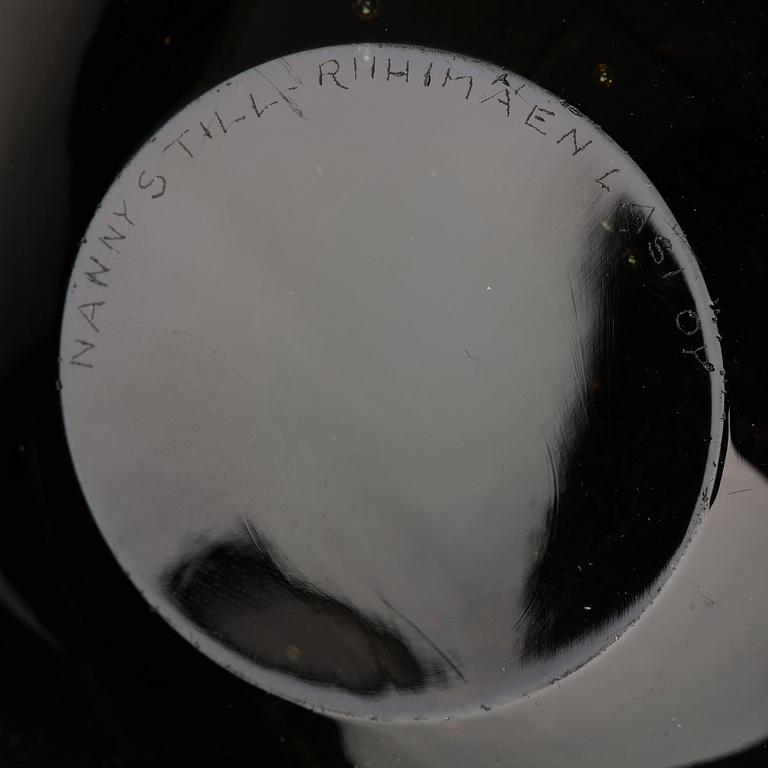 Nanny Still, a yellow and black 'Melon' vase/sculpture, Riihimäen Lasi Oy, Finland.