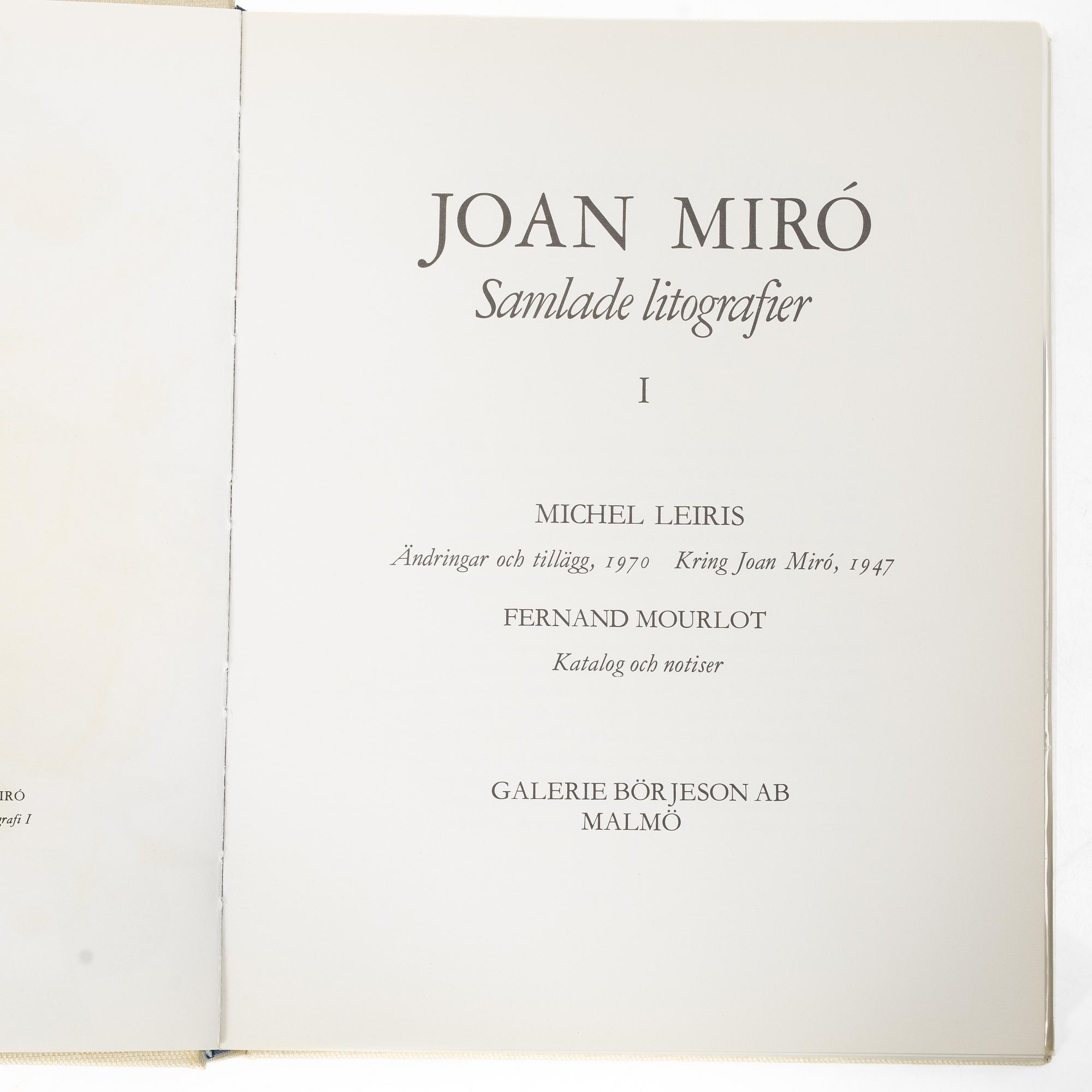 Joan Miró, Böcker 2 st, "Samlade litografier I-II", numrerade 120/300.