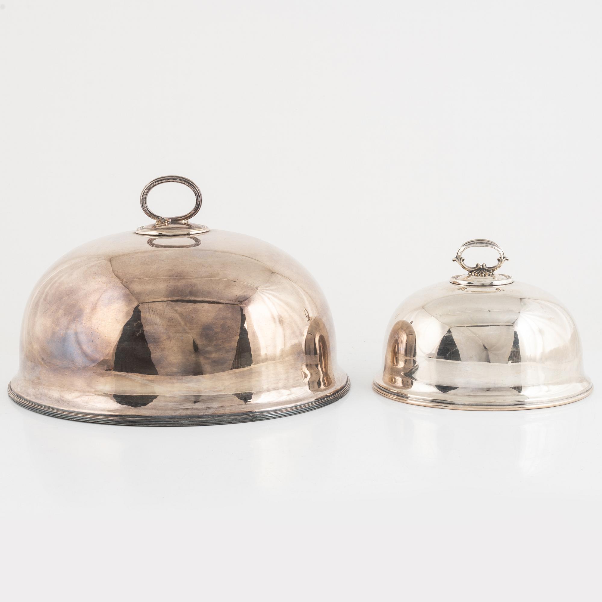 Stekhuvar, 2 st, pläter, England, omkring 1900.